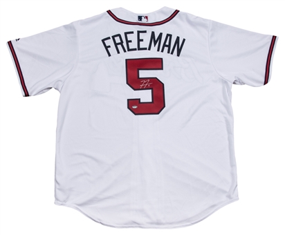 Freddie Freeman Autographed Atlanta Braves Majestic White Jersey (Schwartz)